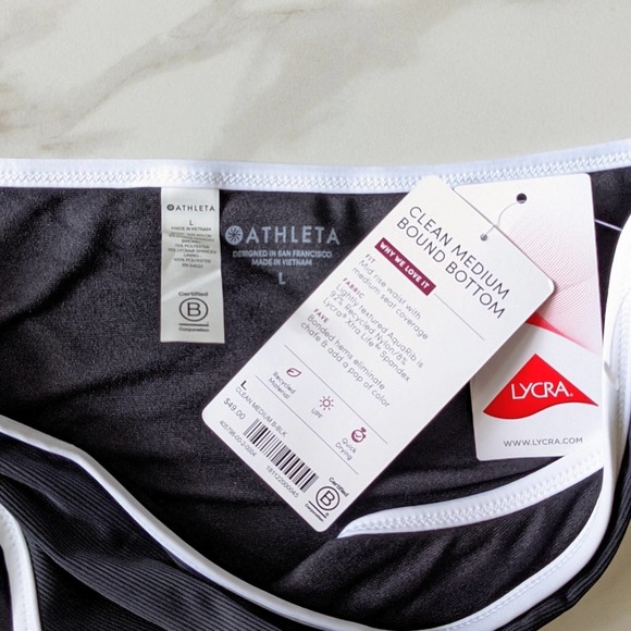 ATHLETA Clean Medium Bound Black and White Bikini Bottom Size Large - Picture 7 of 9